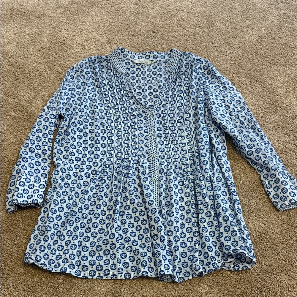 Elegant Blue Floral Women's Blouse